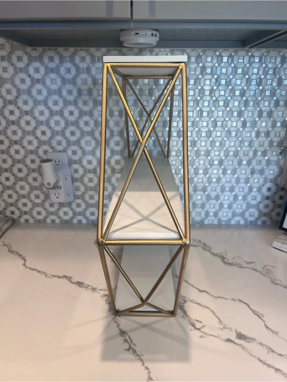 Hexagon Wood Metal Shelf 3-Tier Wall Hanging or Standing 21